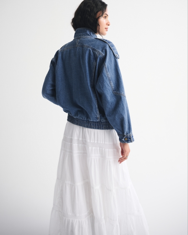 Relaxed Denim Bomber Jacket
