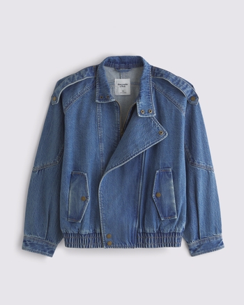 Relaxed Denim Bomber Jacket