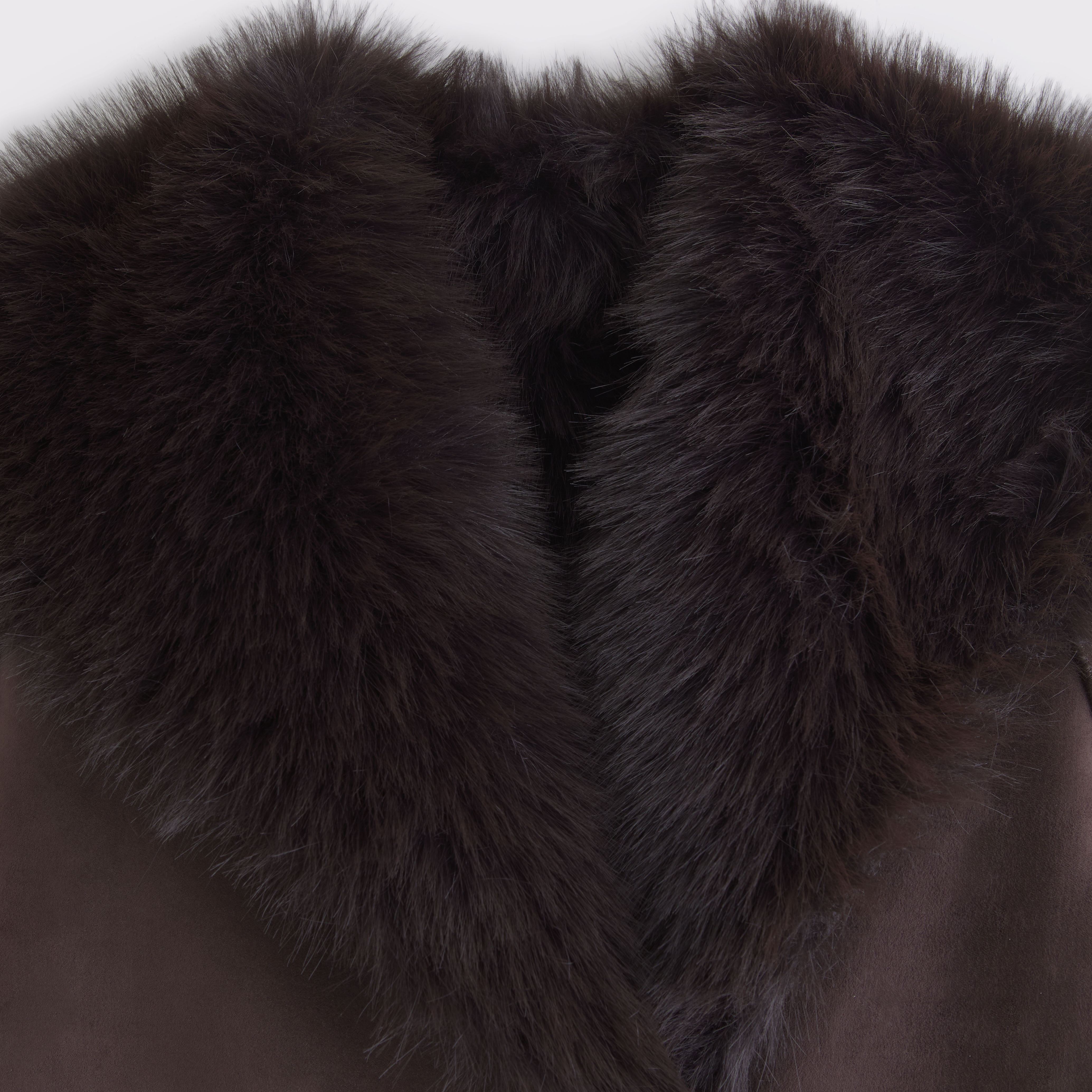 Abercrombie & Fitch Reversible Vegan Suede Shearling Long Coat In Brown