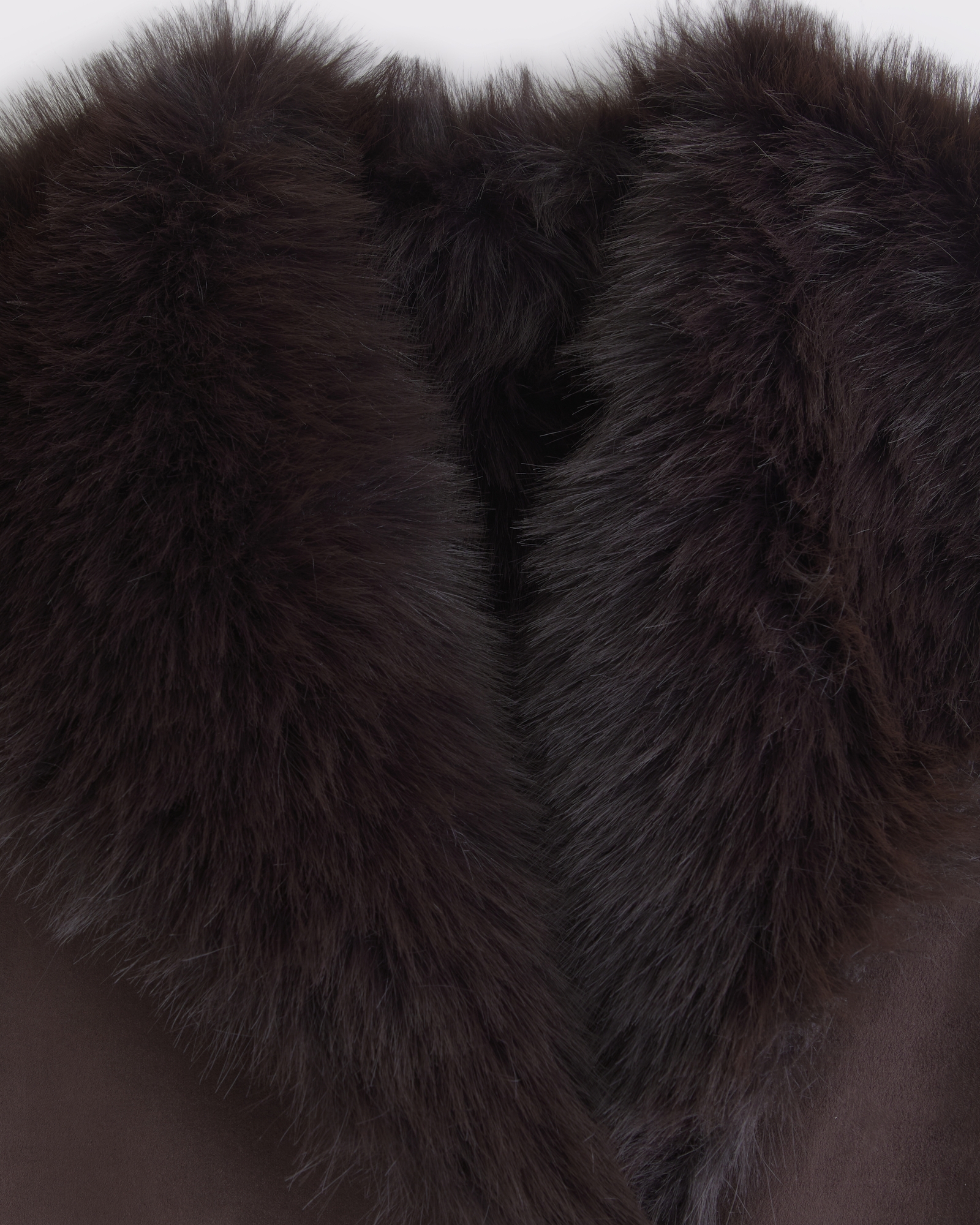 Reversible Vegan Suede Shearling Long Coat