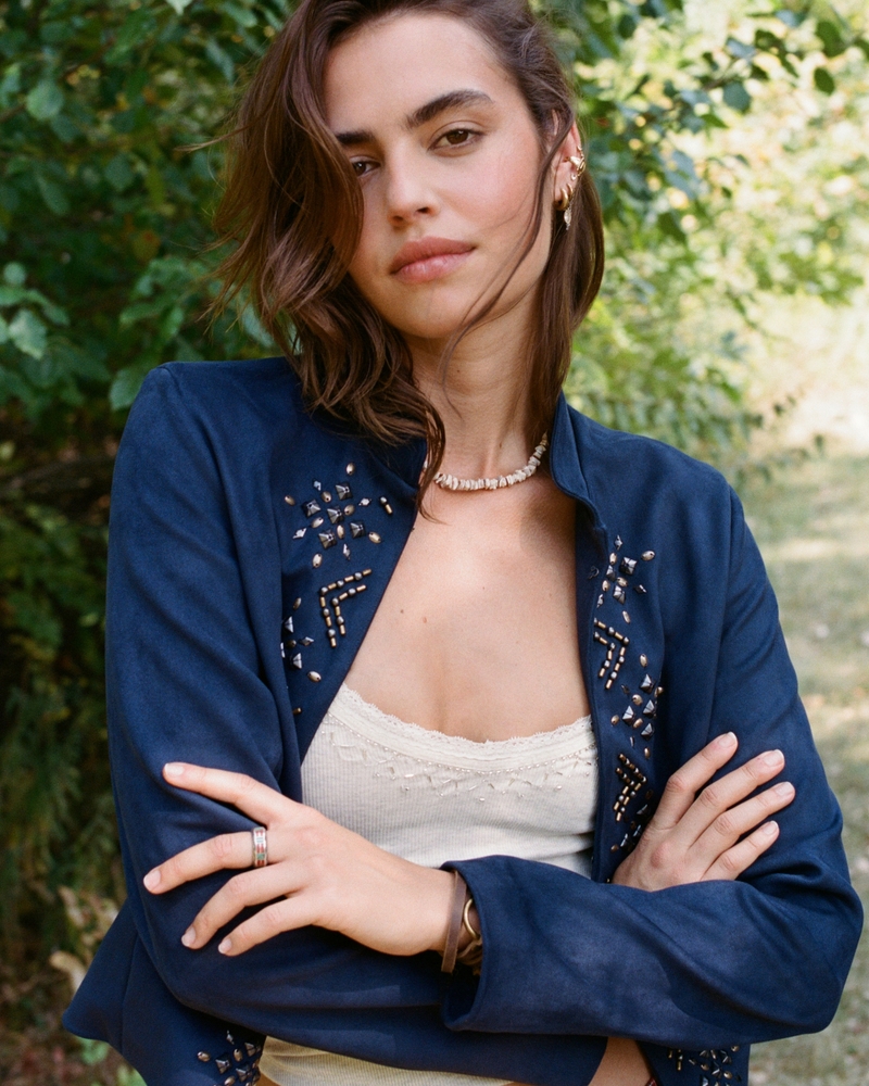Vegan Suede Embellished Jacket
