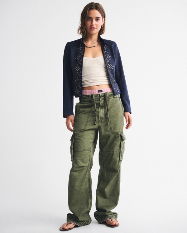 Vegan Suede Embellished Jacket, Dark Indigo view 2