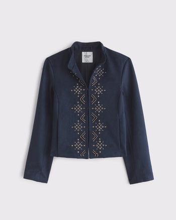 Vegan Suede Embellished Jacket