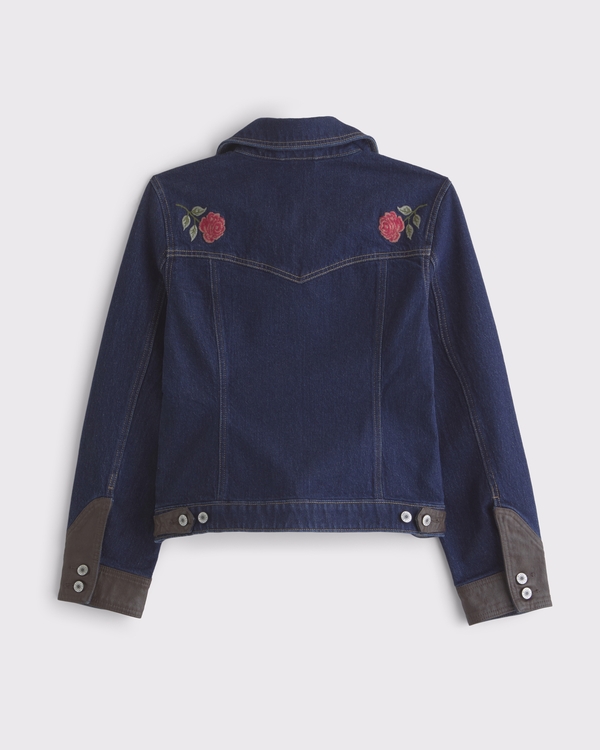 Women's Embroidered Denim Zip-Up Jacket | Women's Coats & Jackets