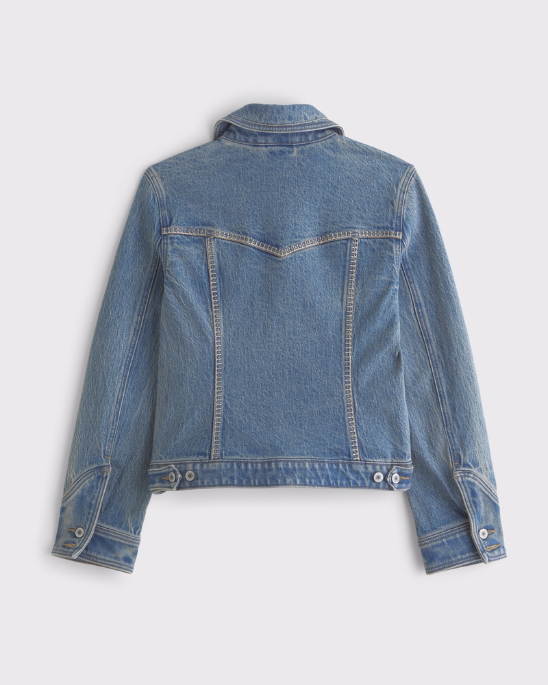 Embroidered Denim Zip-Up Jacket