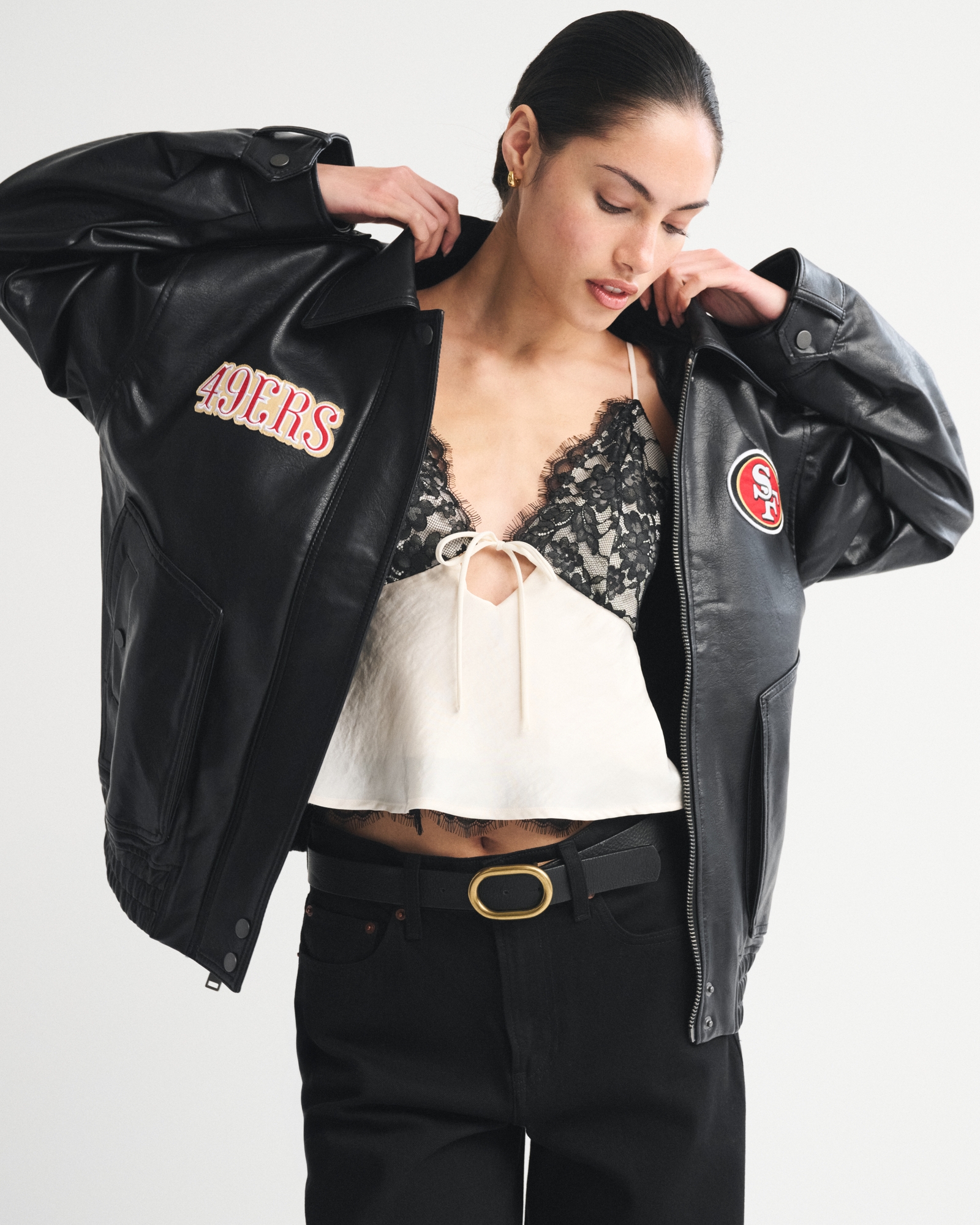 San Francisco 49ers Vegan Leather Bomber Jacket