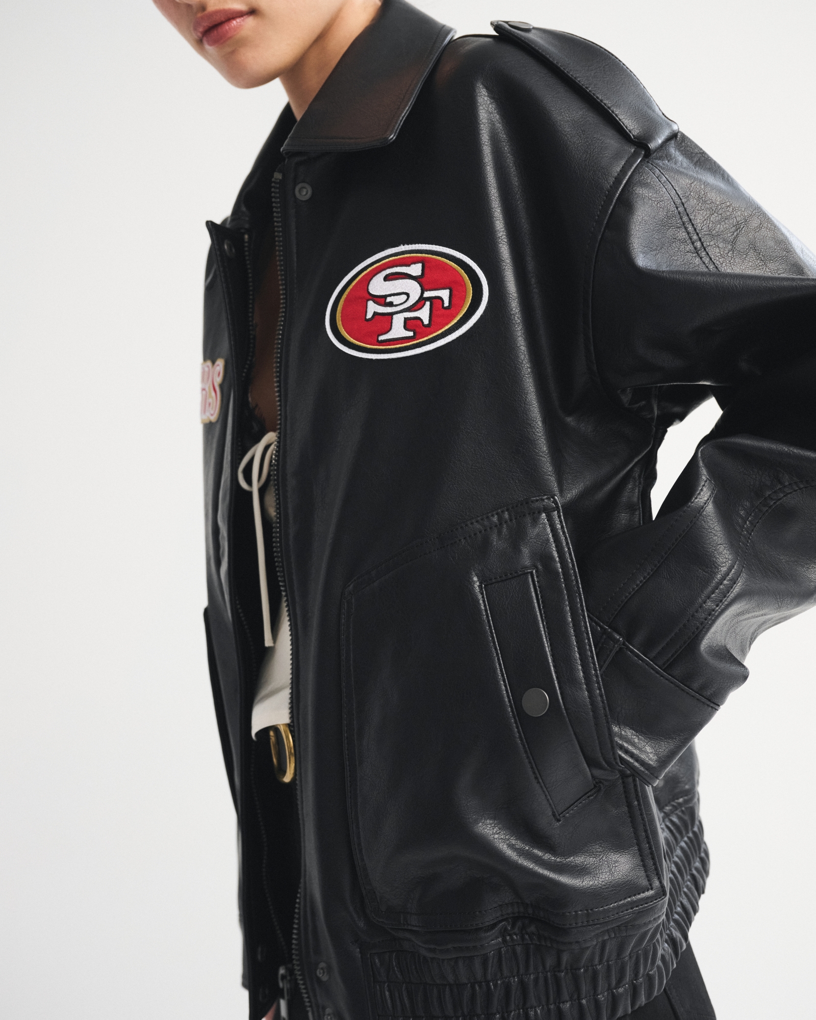 San Francisco 49ers Vegan Leather Bomber Jacket