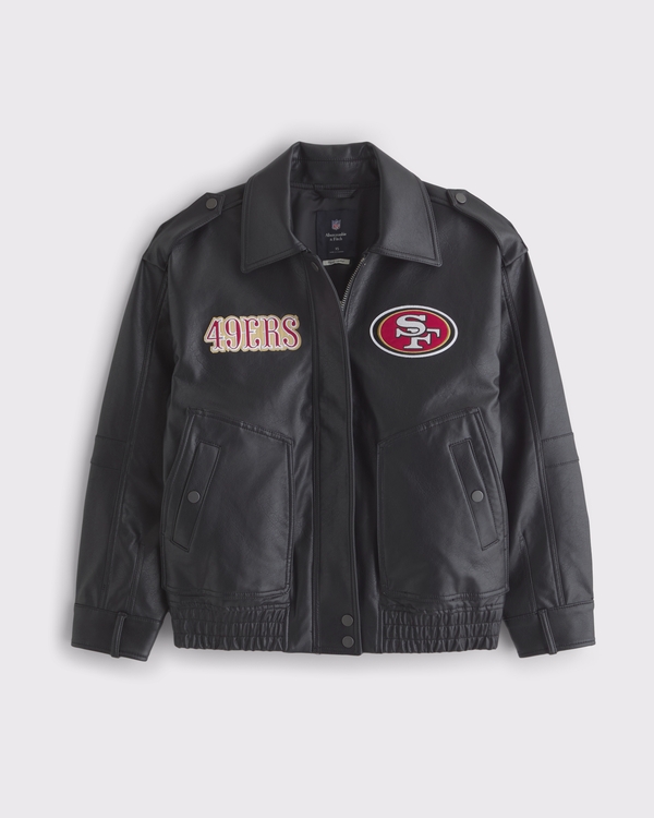 Women's San Francisco 49ers Vegan Leather Bomber Jacket | Women's
