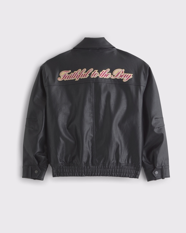 Women's San Francisco 49ers Vegan Leather Bomber Jacket | Women's