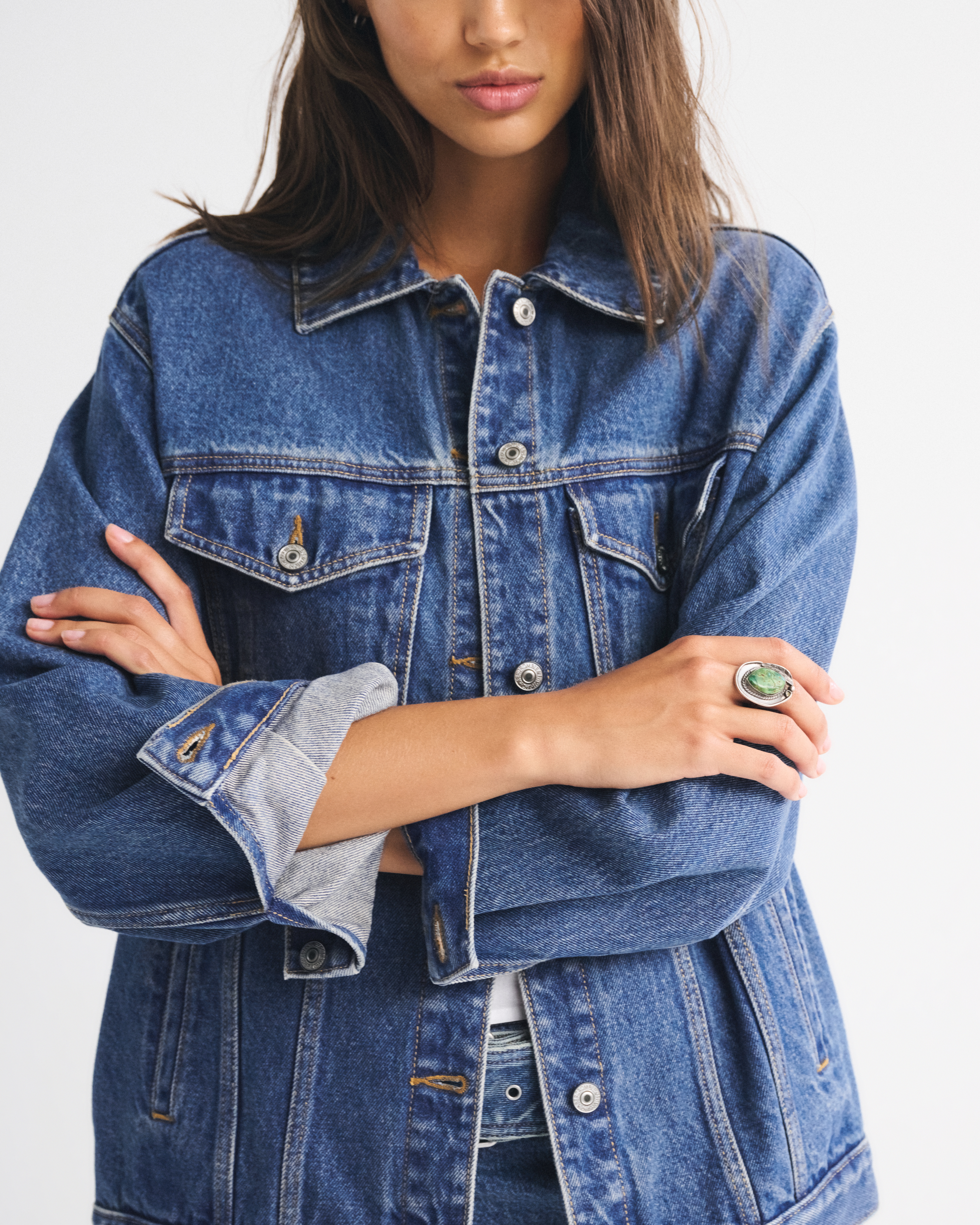 Women's Oversized Denim Trucker Jacket | Women's Coats