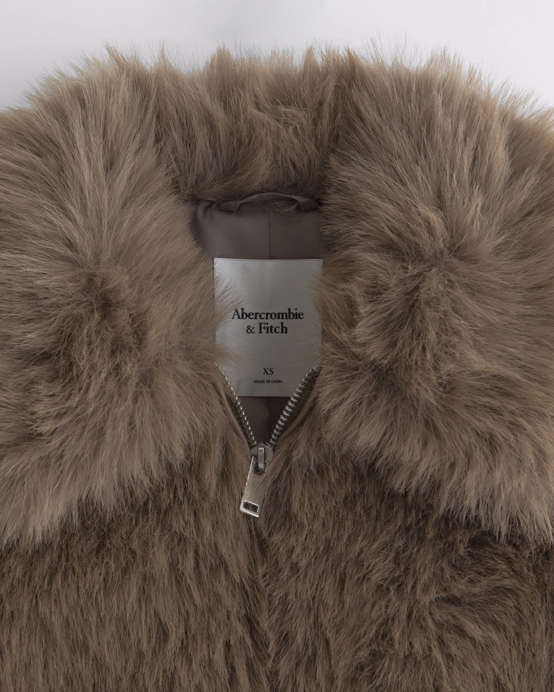 Zip-Up Faux Fur Coat