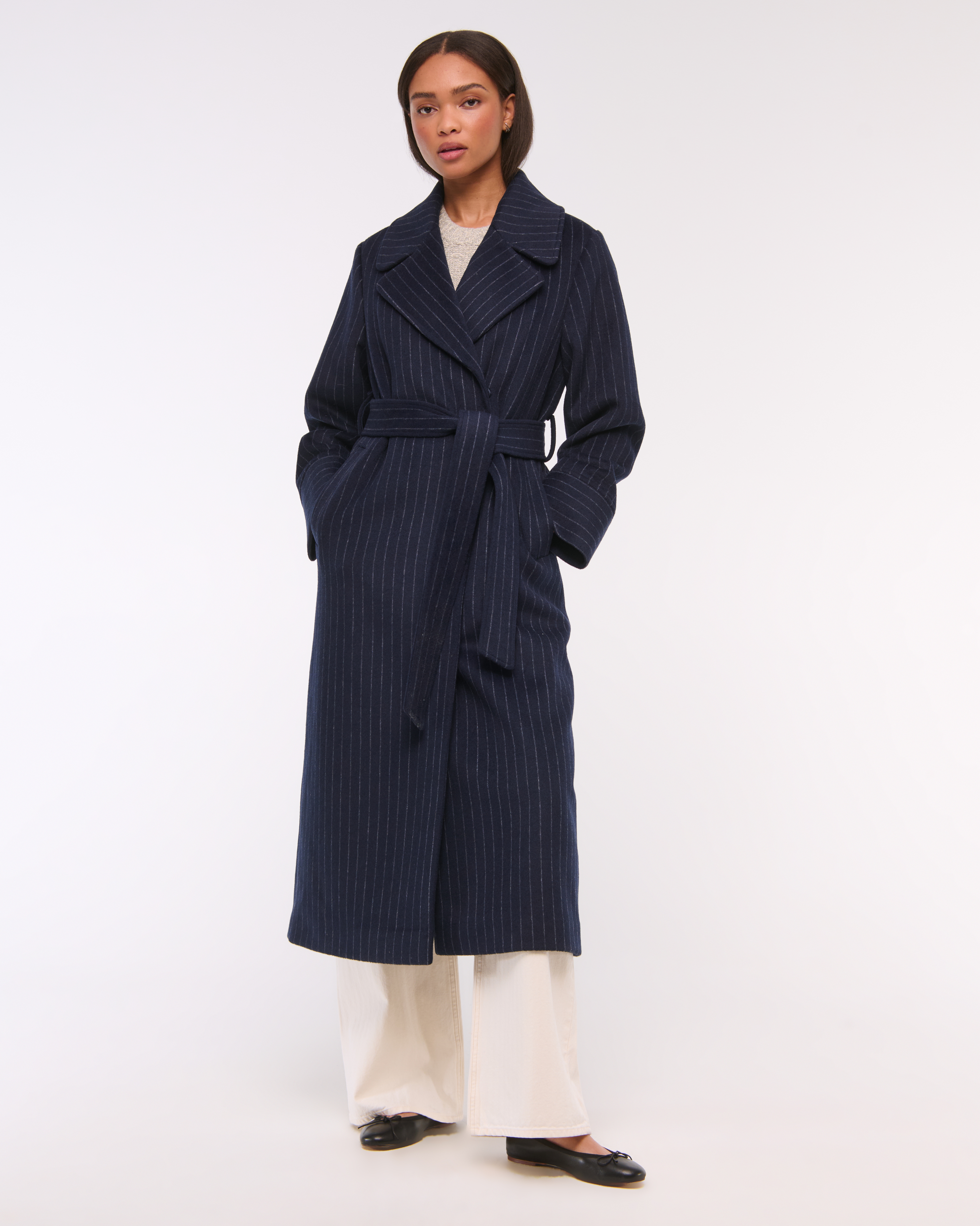 Women's Removable Scarf Long Wool-Blend Coat | Women's