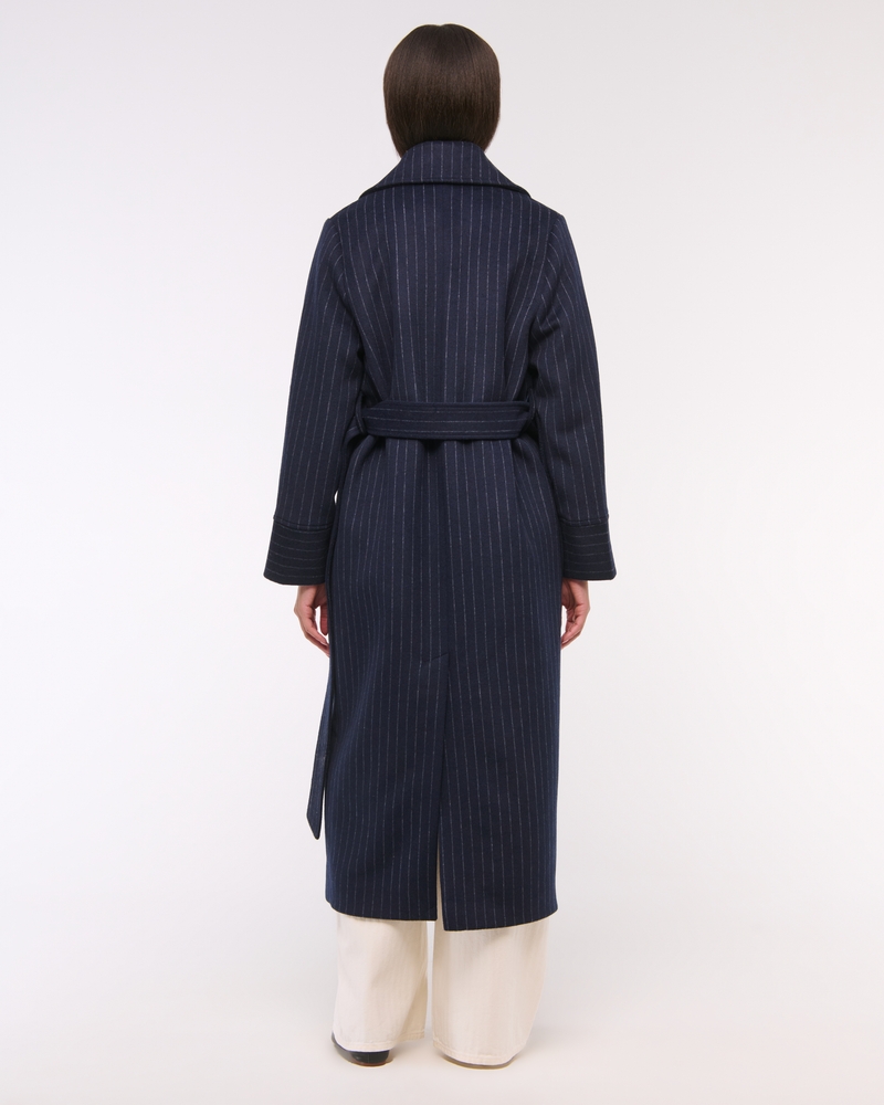 Removable Scarf Long Wool-Blend Coat