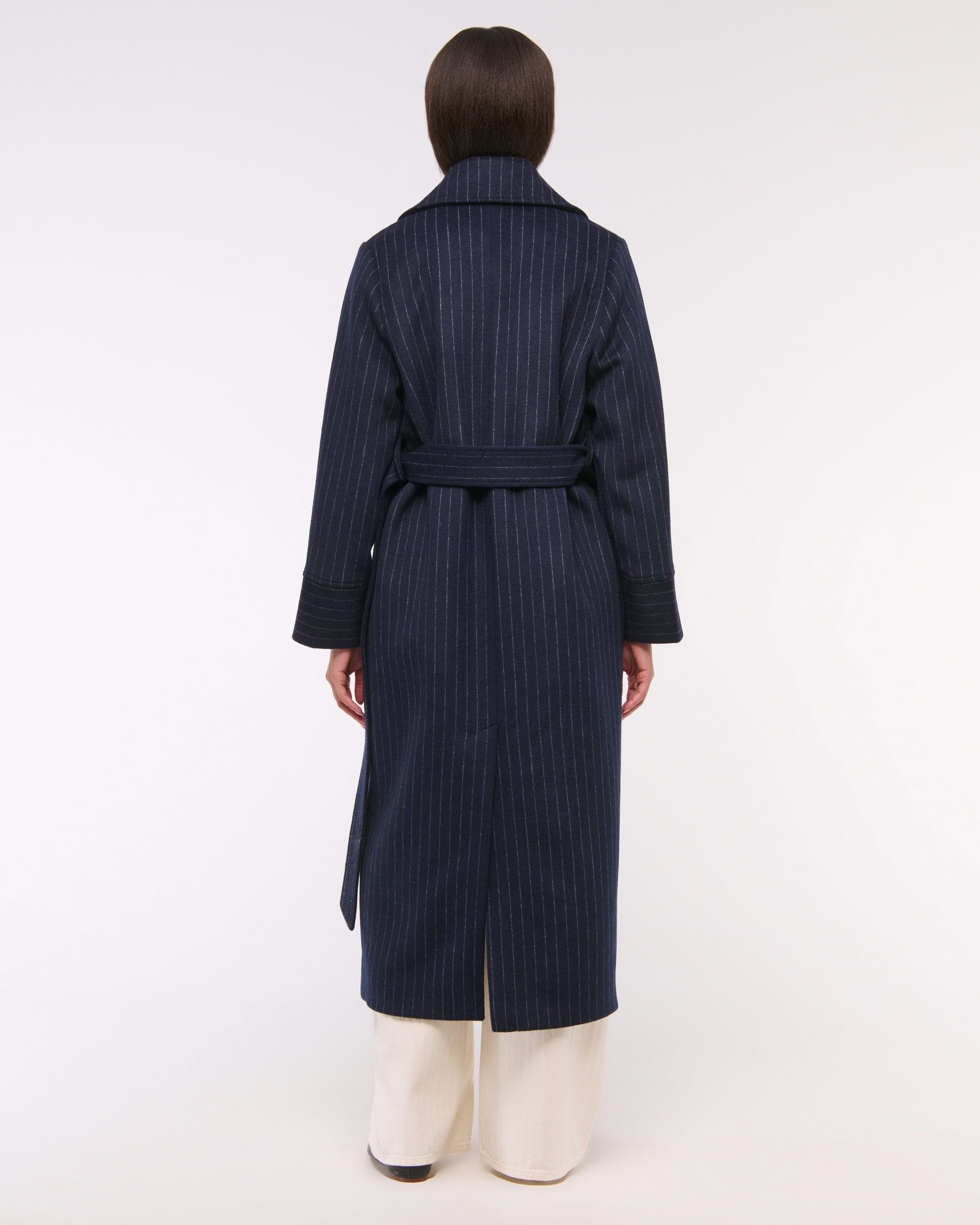 Removable Scarf Long Wool-Blend Coat