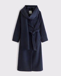 Removable Scarf Long Wool-Blend Coat