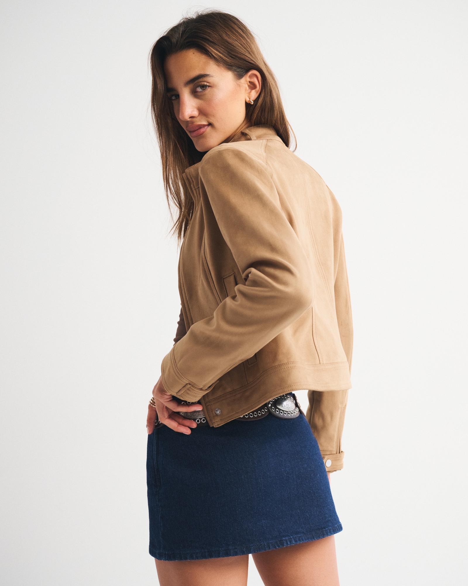 Slim Vegan Suede Mockneck Jacket