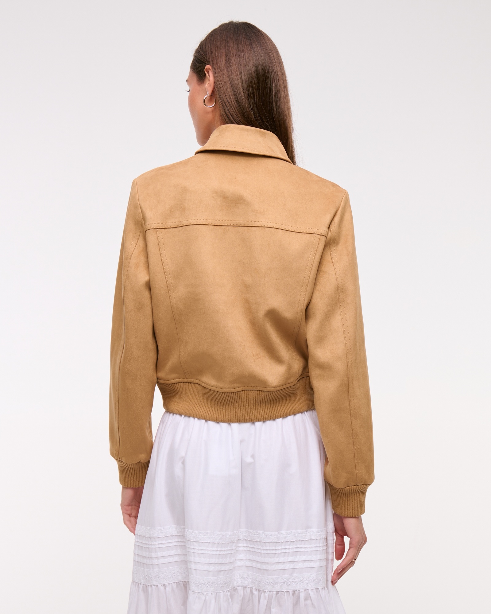 Slim Vegan Suede Bomber Jacket