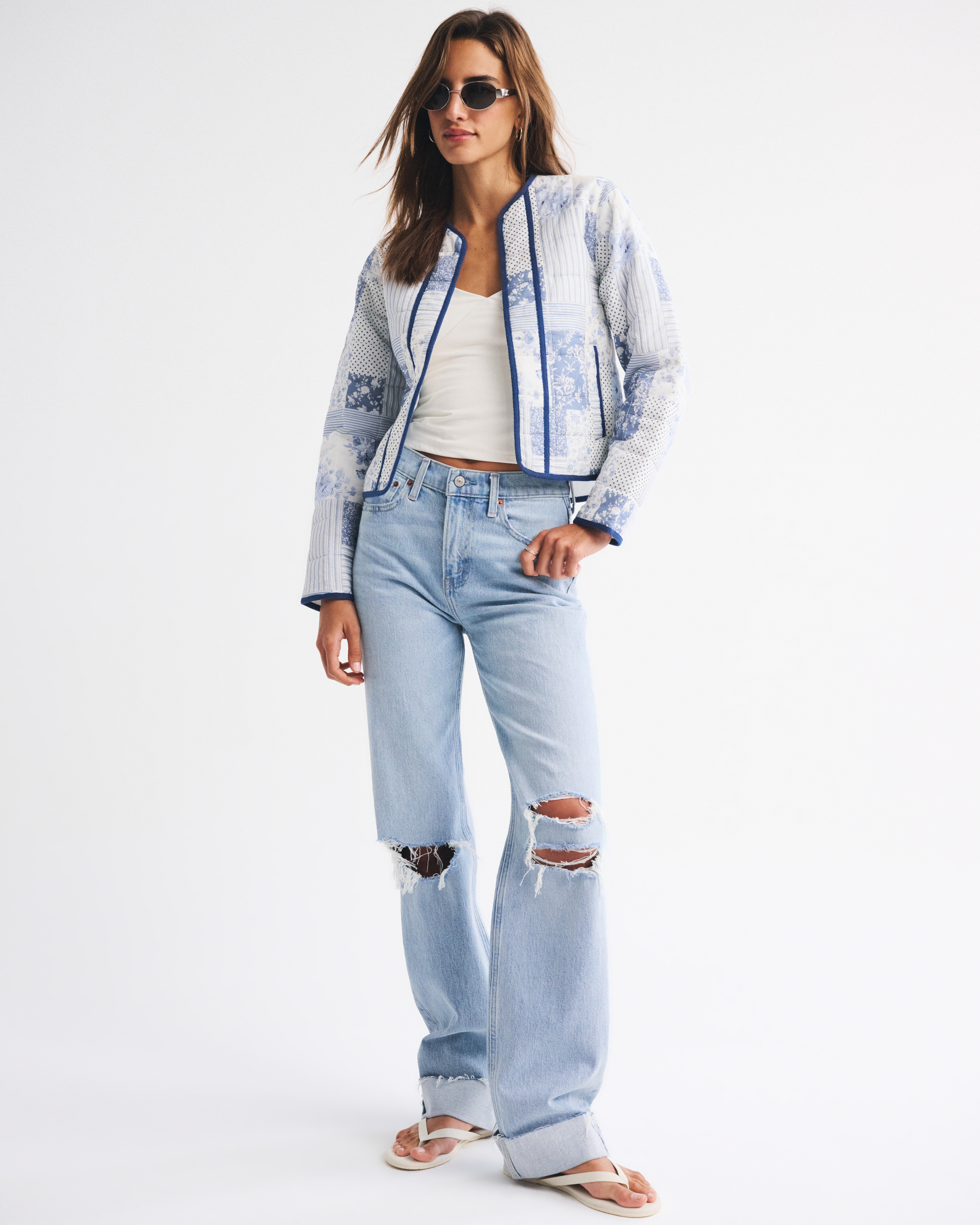 Women's Quilted Collarless Non-Closure Jacket | Women's