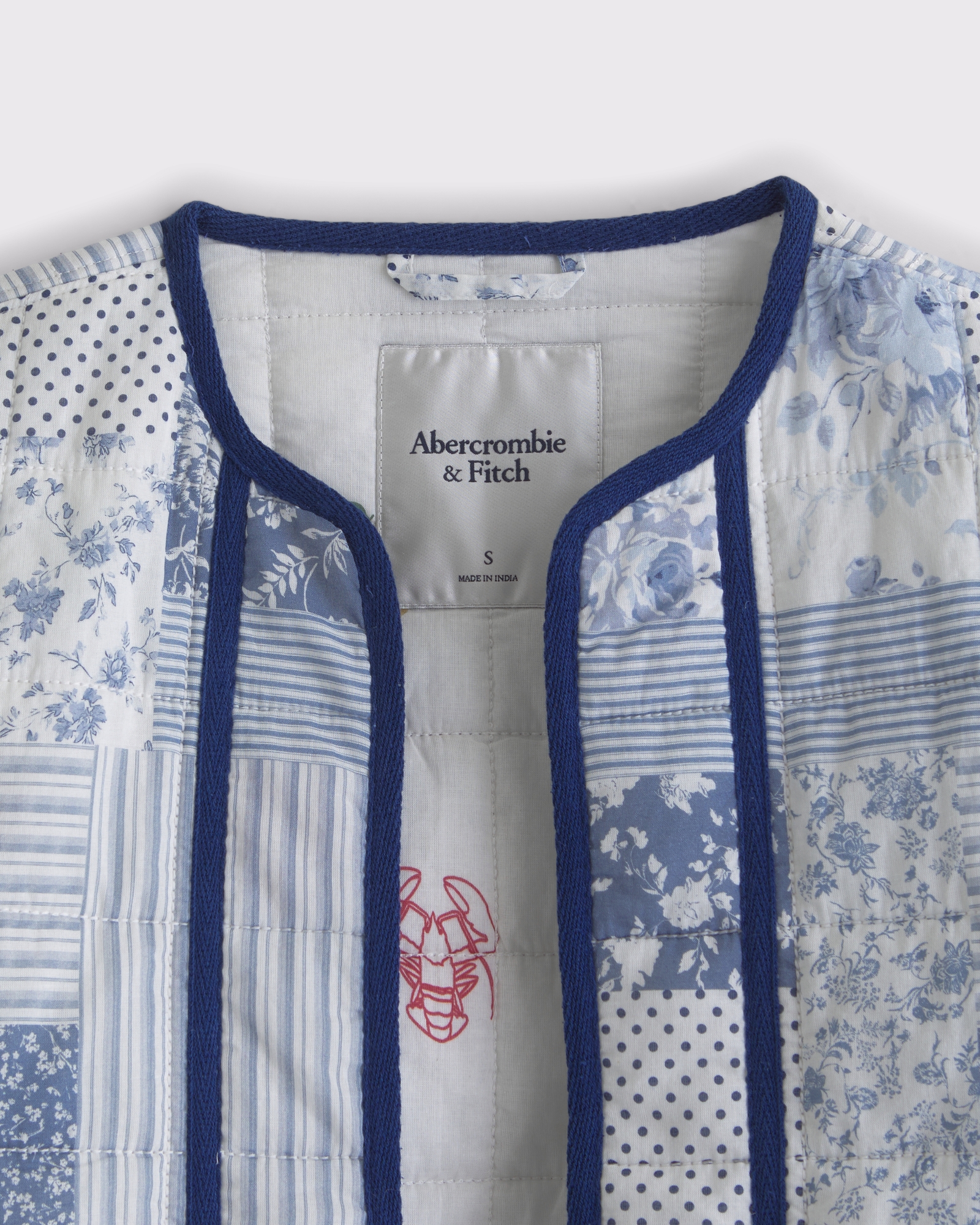 Quilted Collarless Non-Closure Jacket