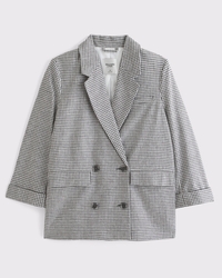 Double-Breasted Linen-Blend Slouchy Blazer