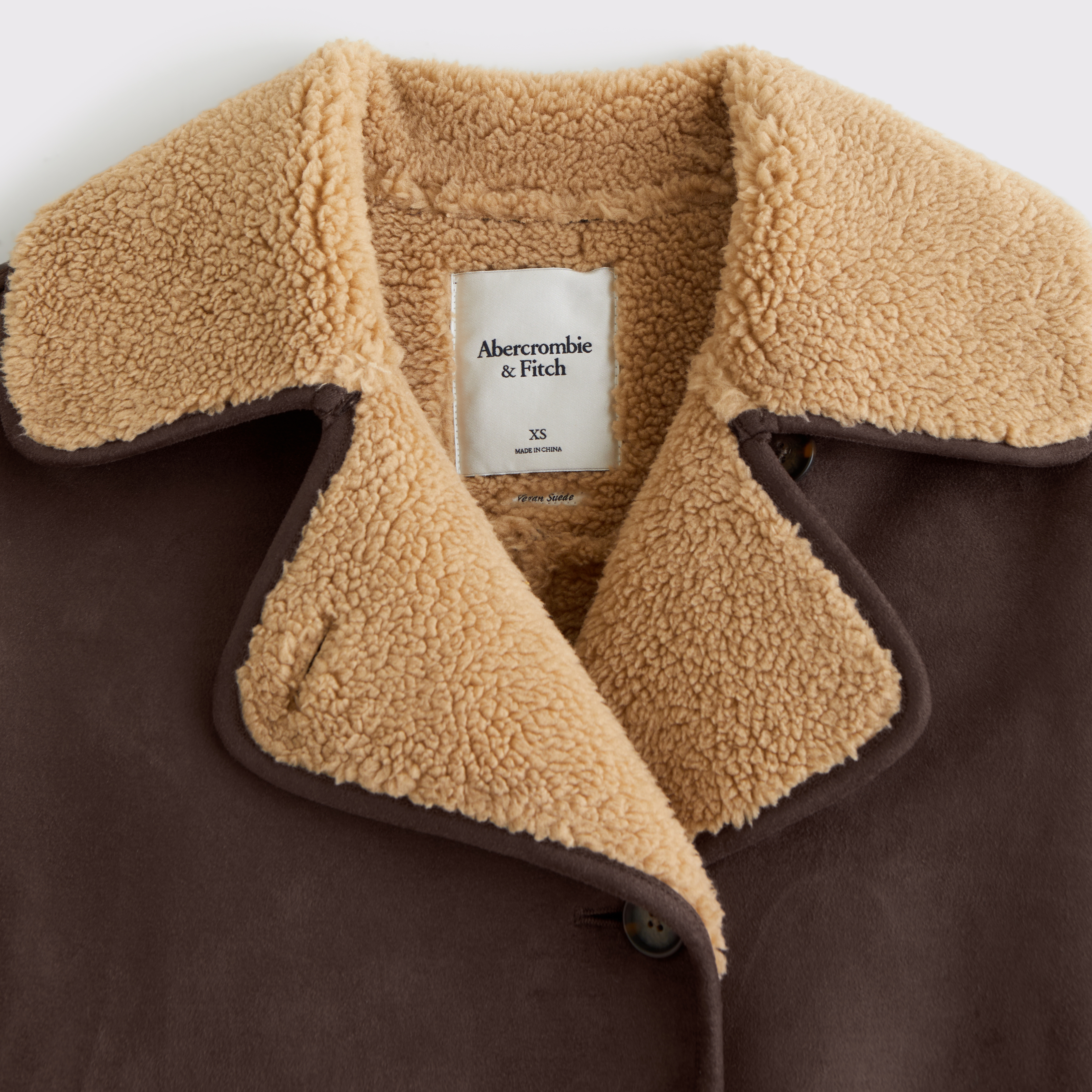 Women's Mid-Length Vegan Suede Shearling Coat | Women's