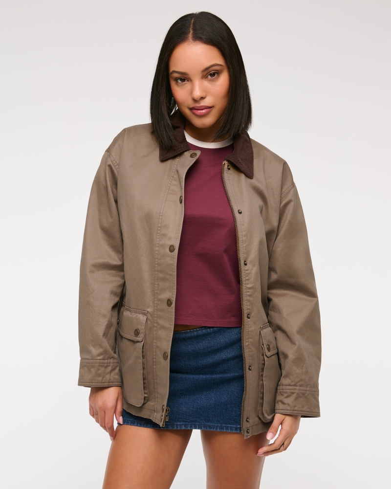 Women's Mid-Length Waxed Barn Jacket Women's Clearance