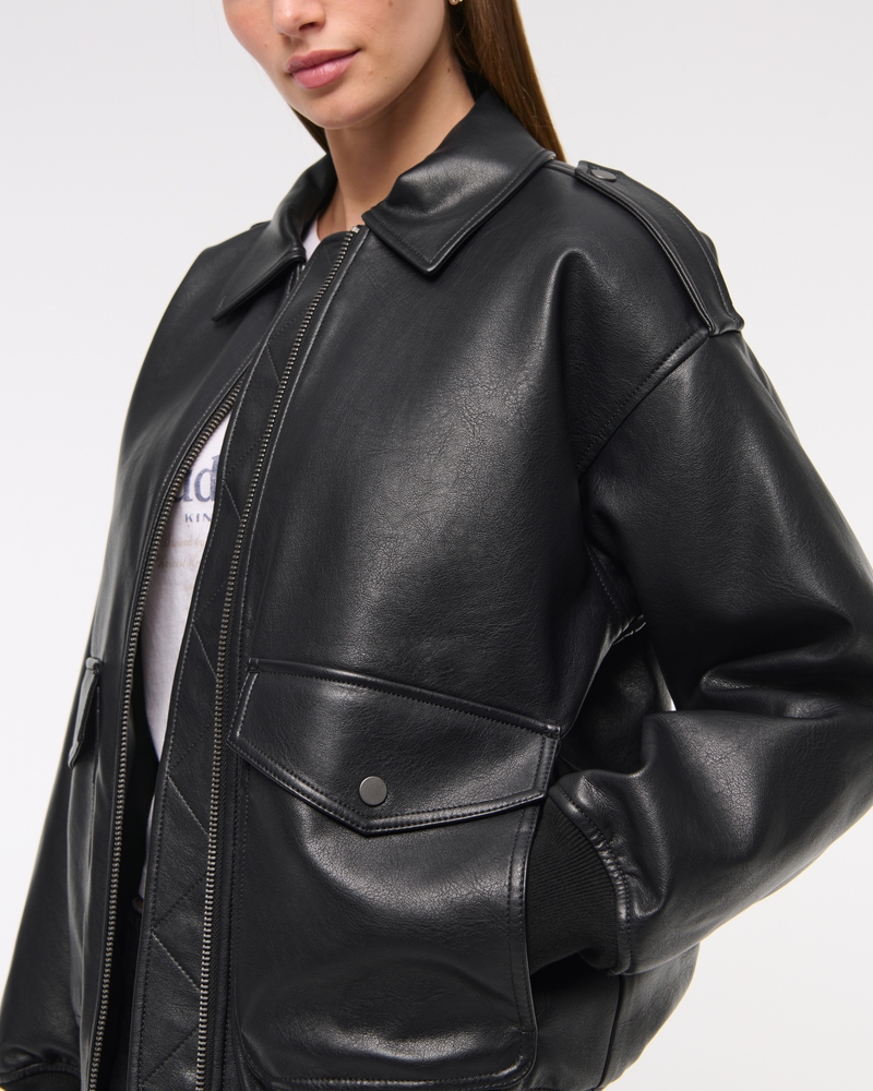 Faux Leather Abercrombie Leather Bomber Jacket Vegan Leather