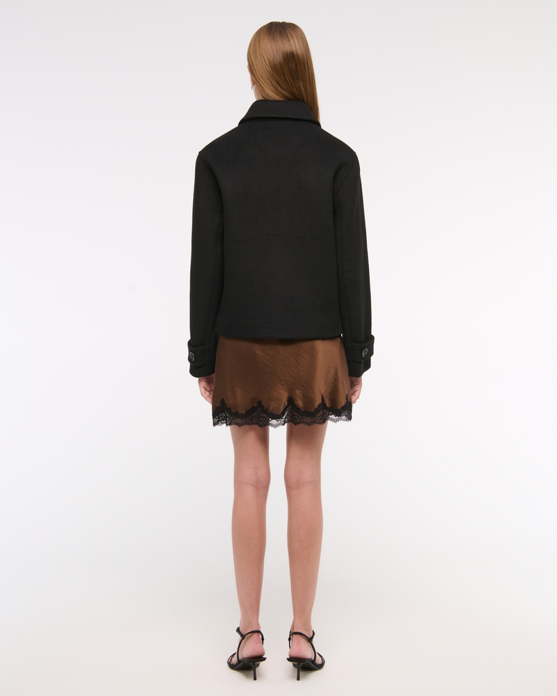 Short Button-Through Wool-Blend Coat