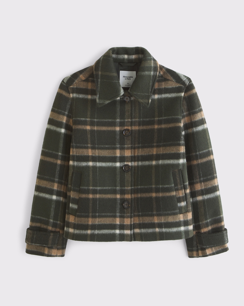Women's Short Button-Through Wool-Blend Coat | Women's