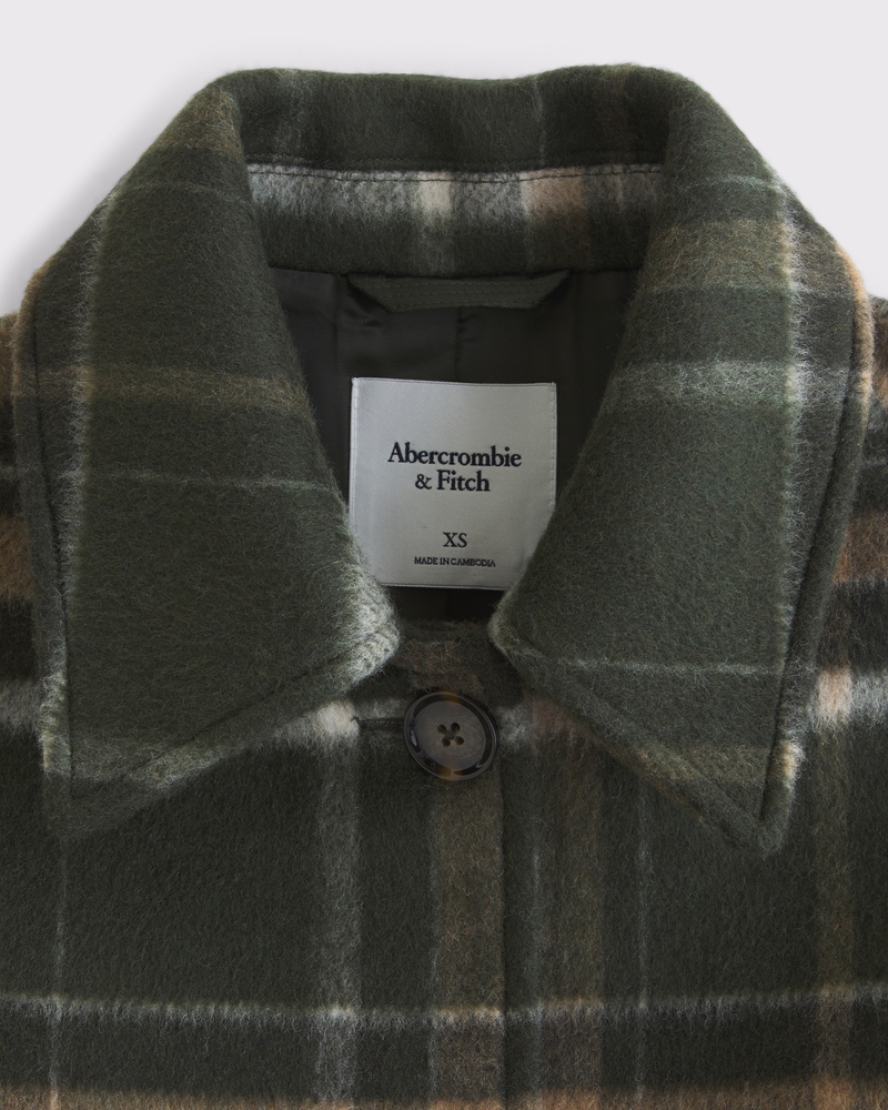 Short Button-Through Wool-Blend Coat