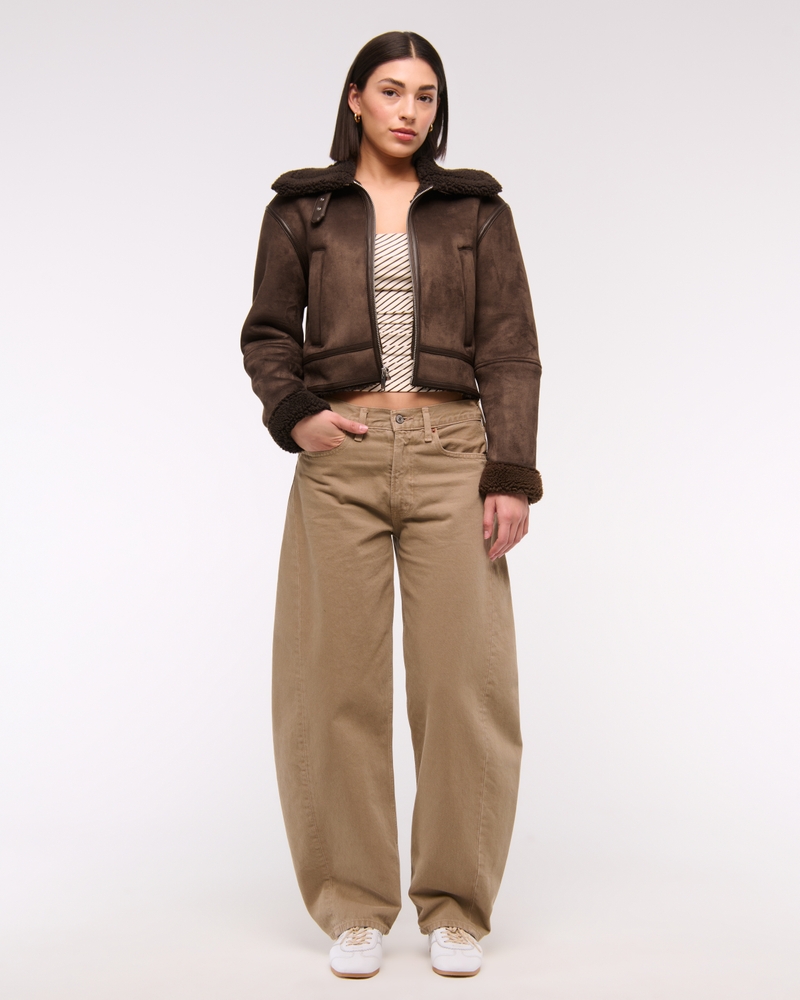 Vegan Suede Shearling Coat