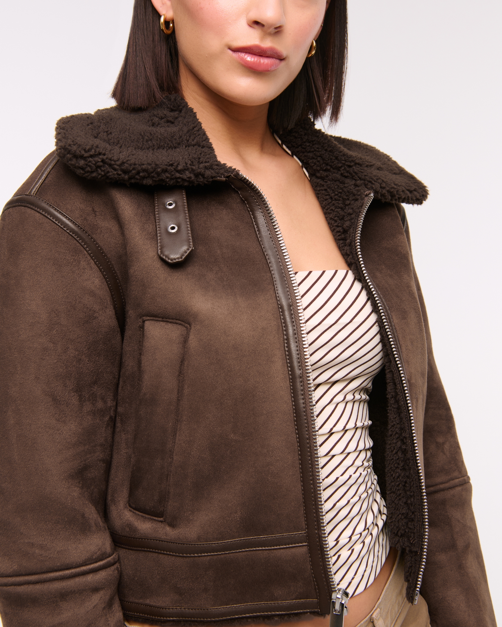 Vegan Suede Shearling Coat