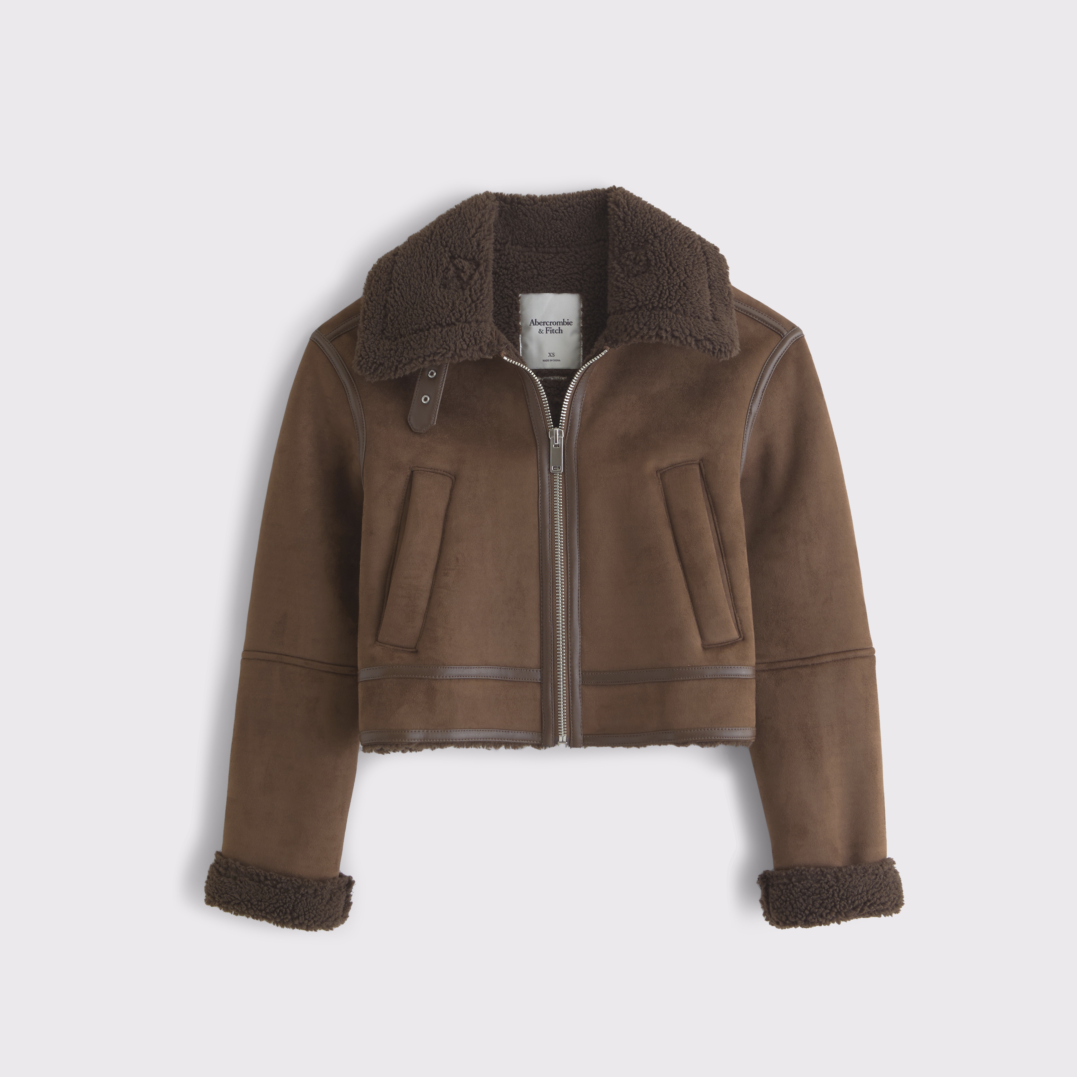 Women's Vegan Suede Shearling Coat | Women's Clearance