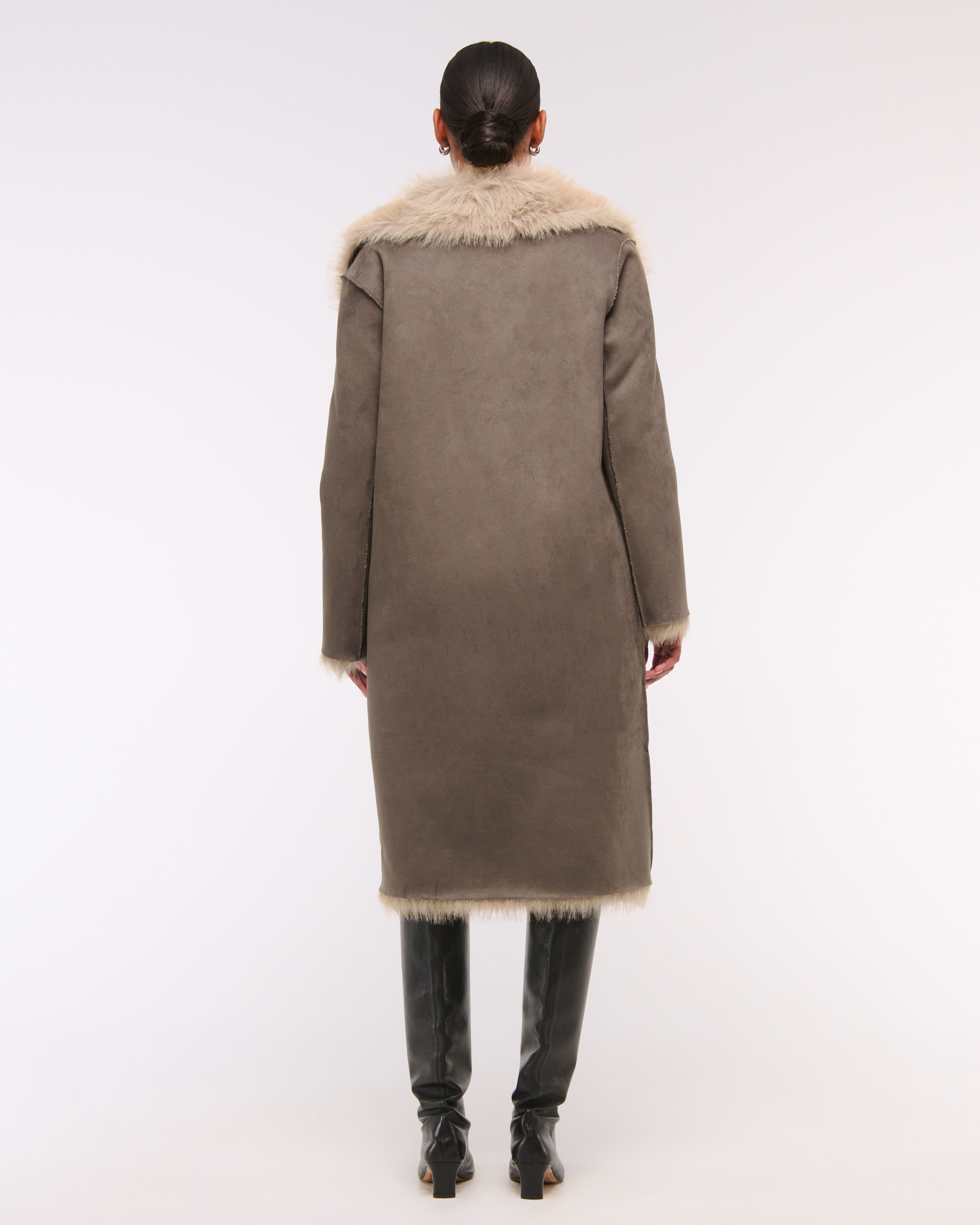 Women's Vegan Suede Shearling Reversible Coat | Women's New