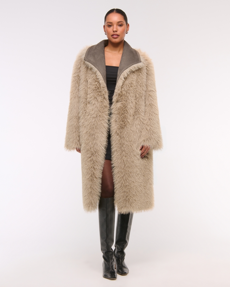 Vegan Suede Shearling Reversible Coat
