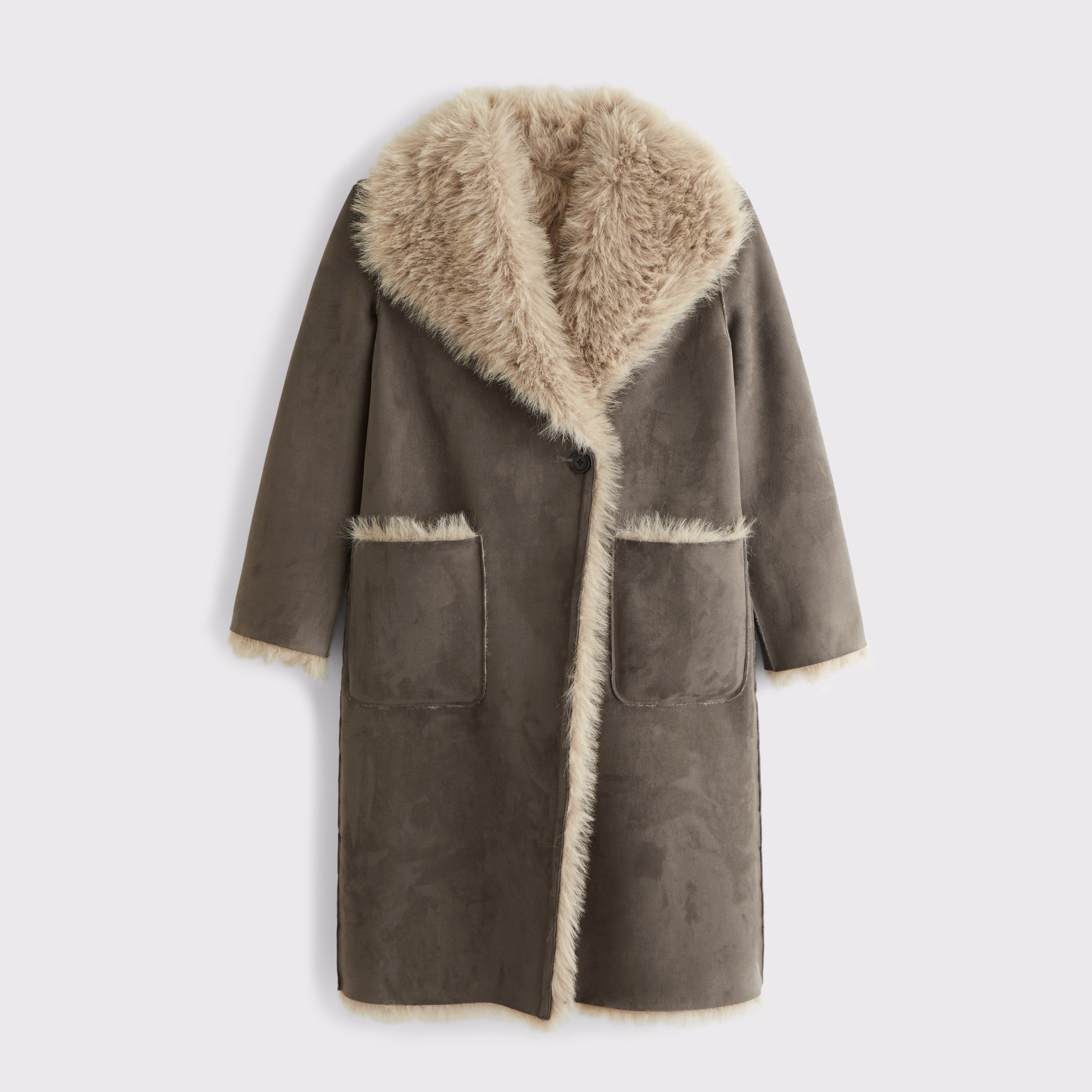 Women's Vegan Suede Shearling Reversible Coat | Women's