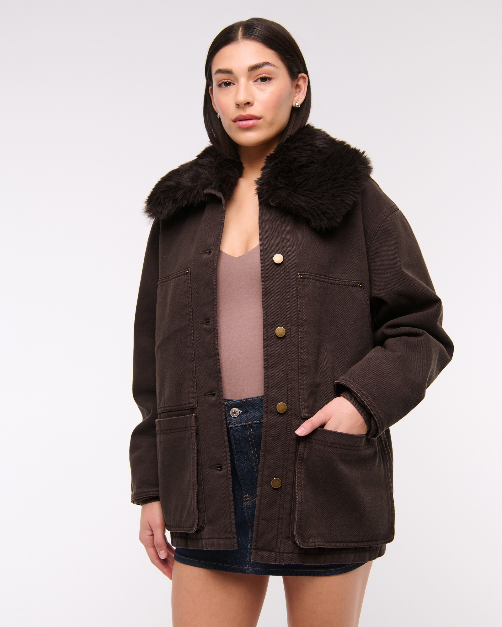 Removable Collar Workwear Coat