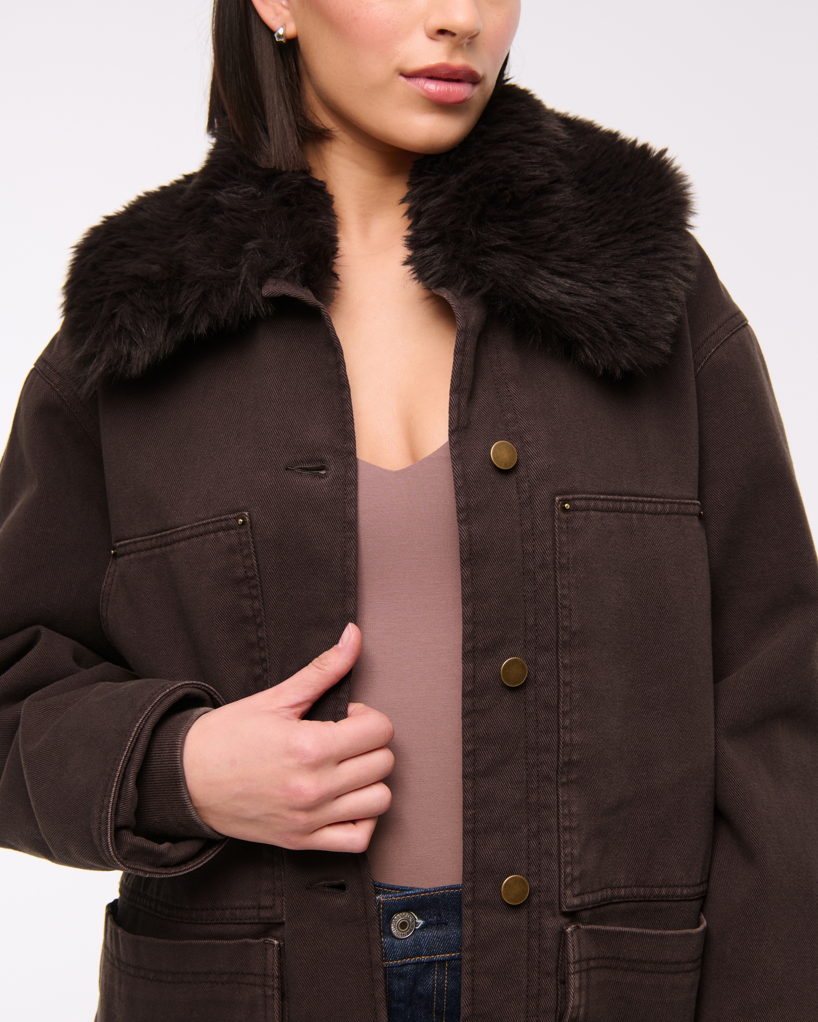 Removable Collar Workwear Coat