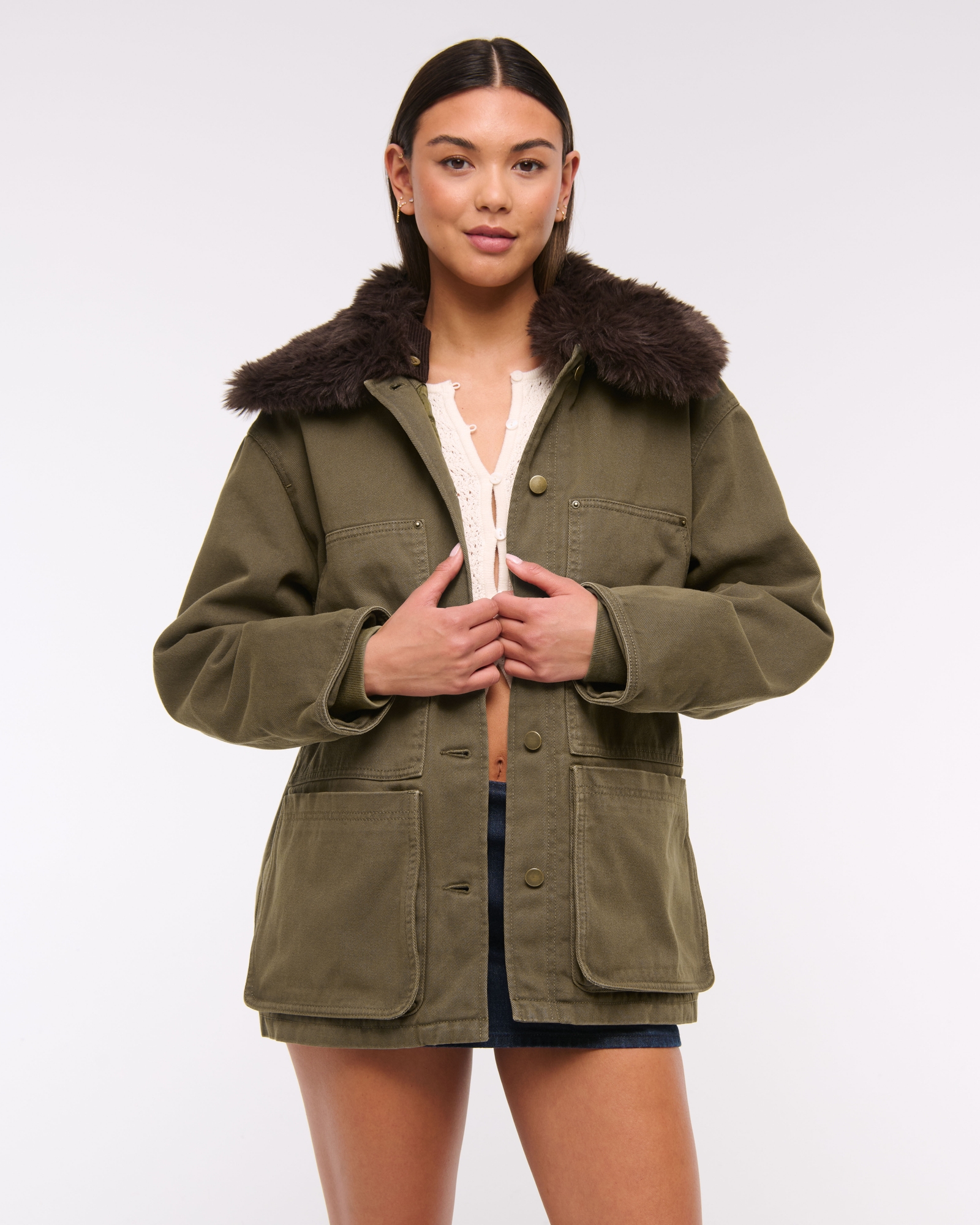 Removable Collar Workwear Coat