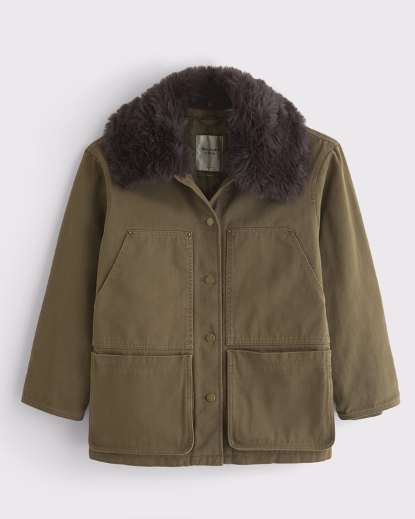 Removable Collar Workwear Coat