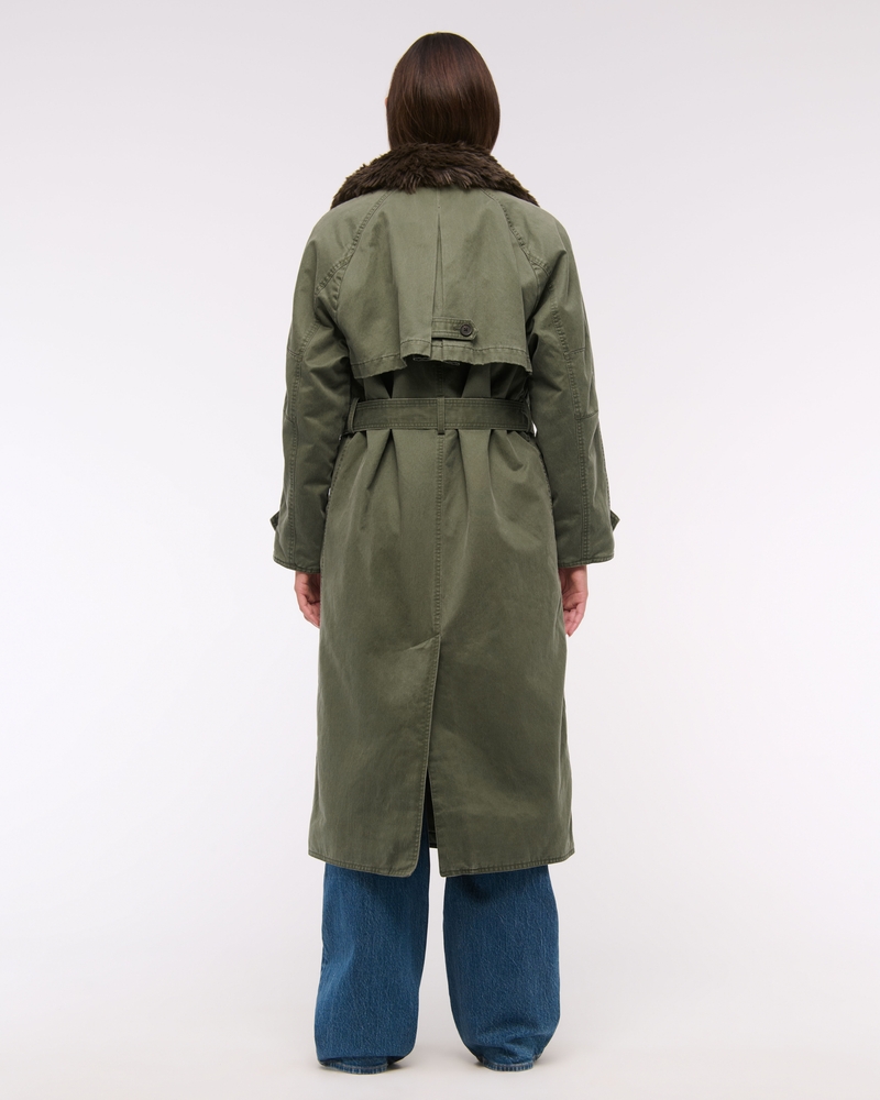 Removable Collar Waxed Mac Coat