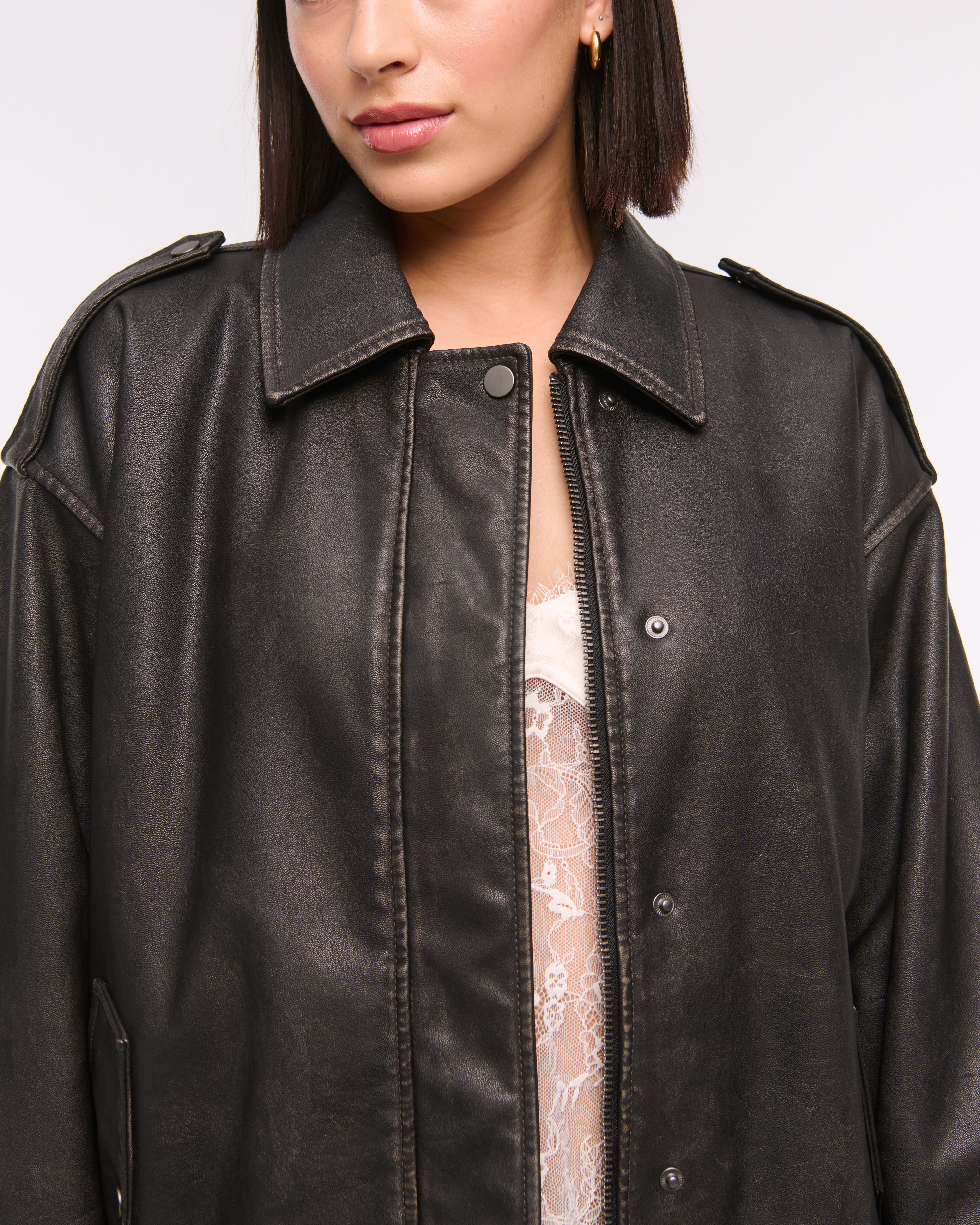 Women's Vegan Leather Bomber Jacket | Women's Coats