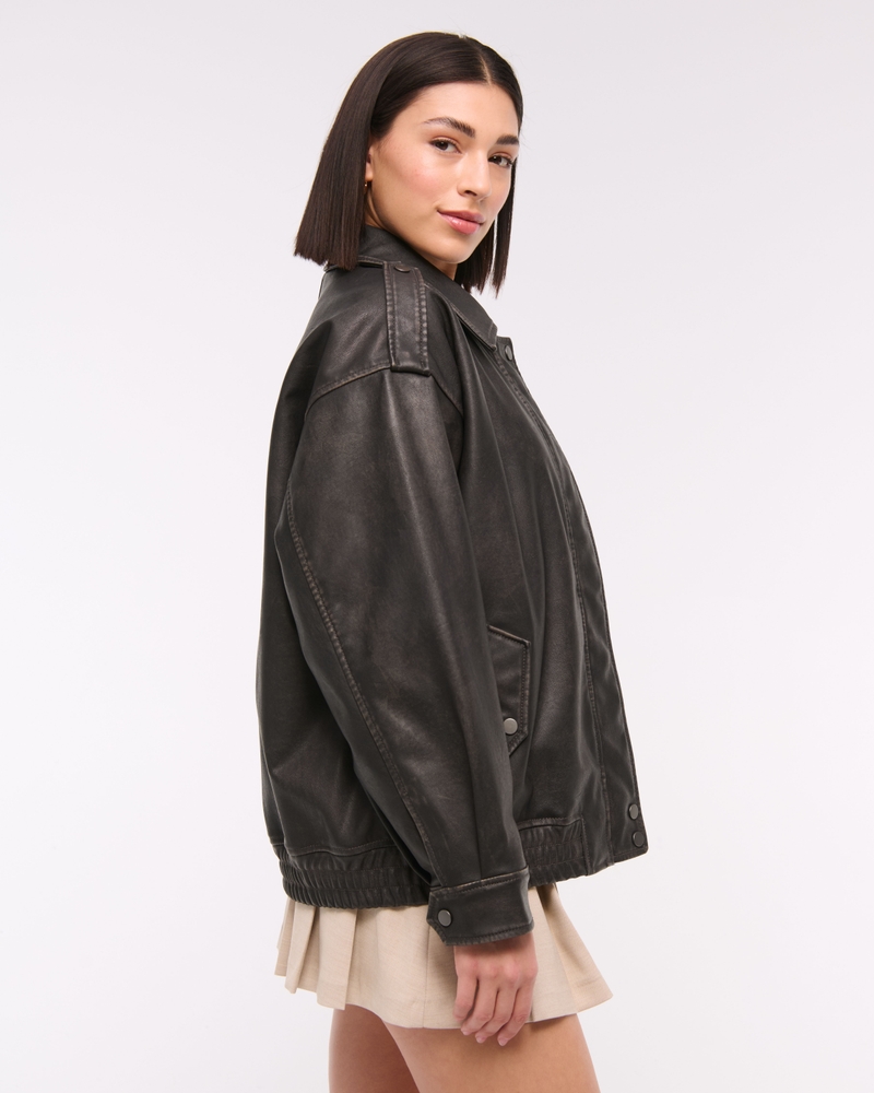 Vegan Leather Bomber Jacket