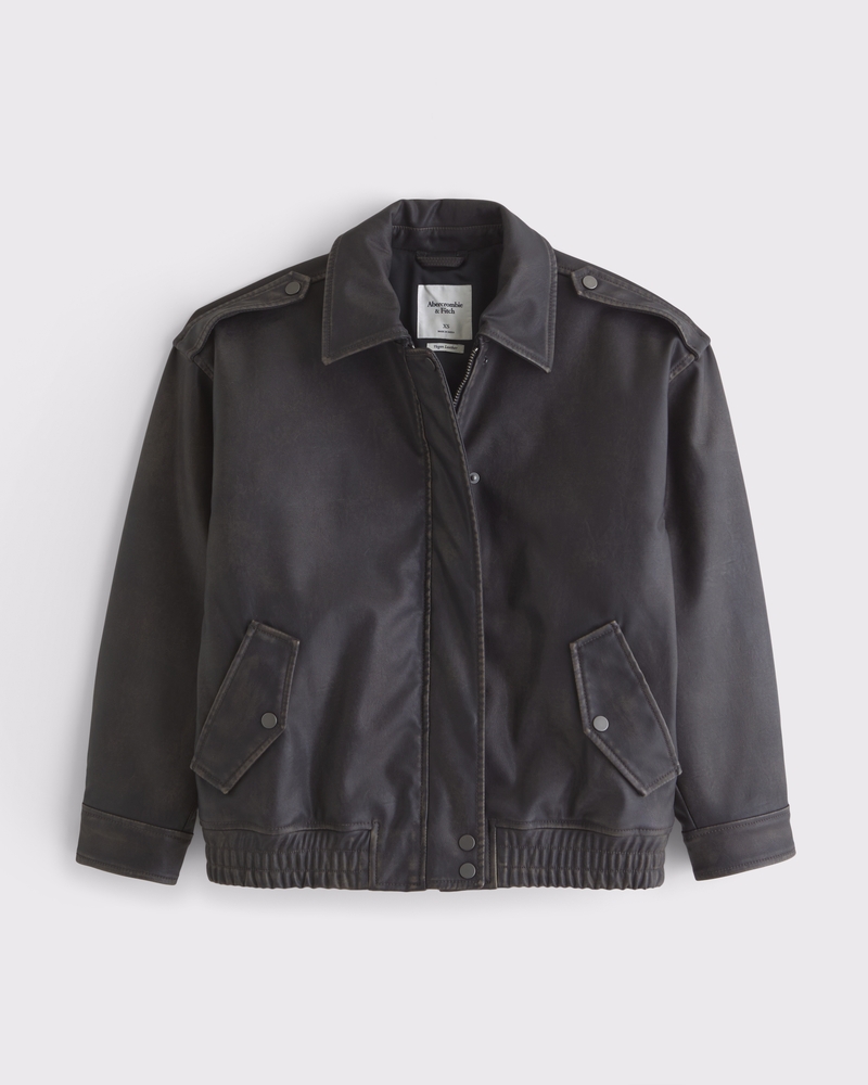 Women's Vegan Leather Bomber Jacket | Women's Coats Women's Vegan Leather Bomber Jacket | Women's Coats