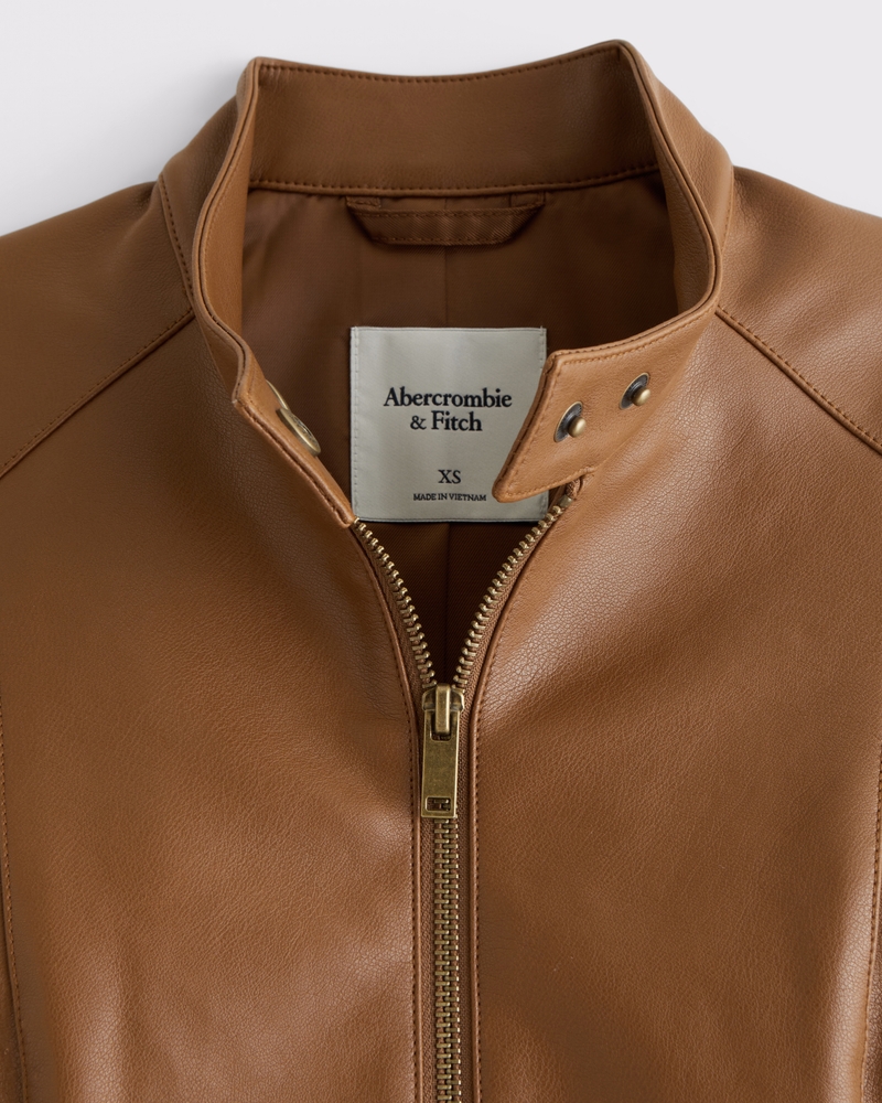 Vegan Leather Mockneck Jacket