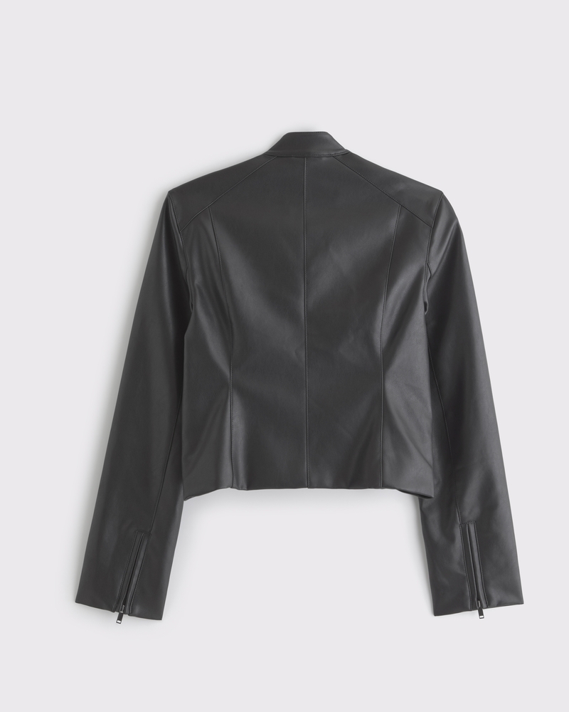 Vegan Leather Mockneck Jacket