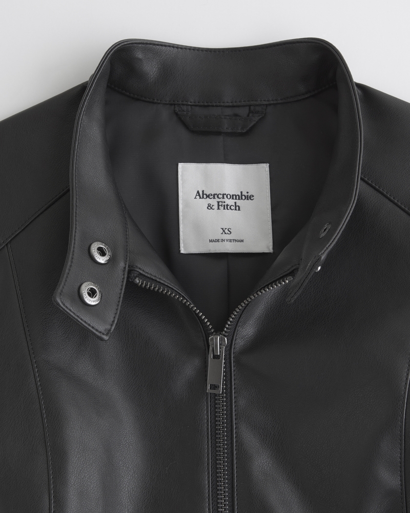 Vegan Leather Mockneck Jacket