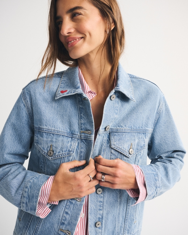 Easy Denim Trucker Jacket, Medium Wash view 1