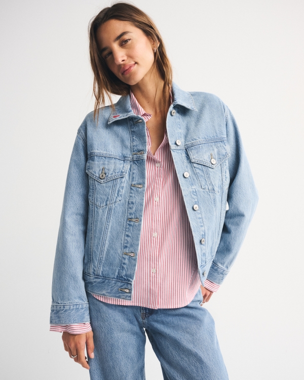 Easy Denim Trucker Jacket, Medium Wash view 2