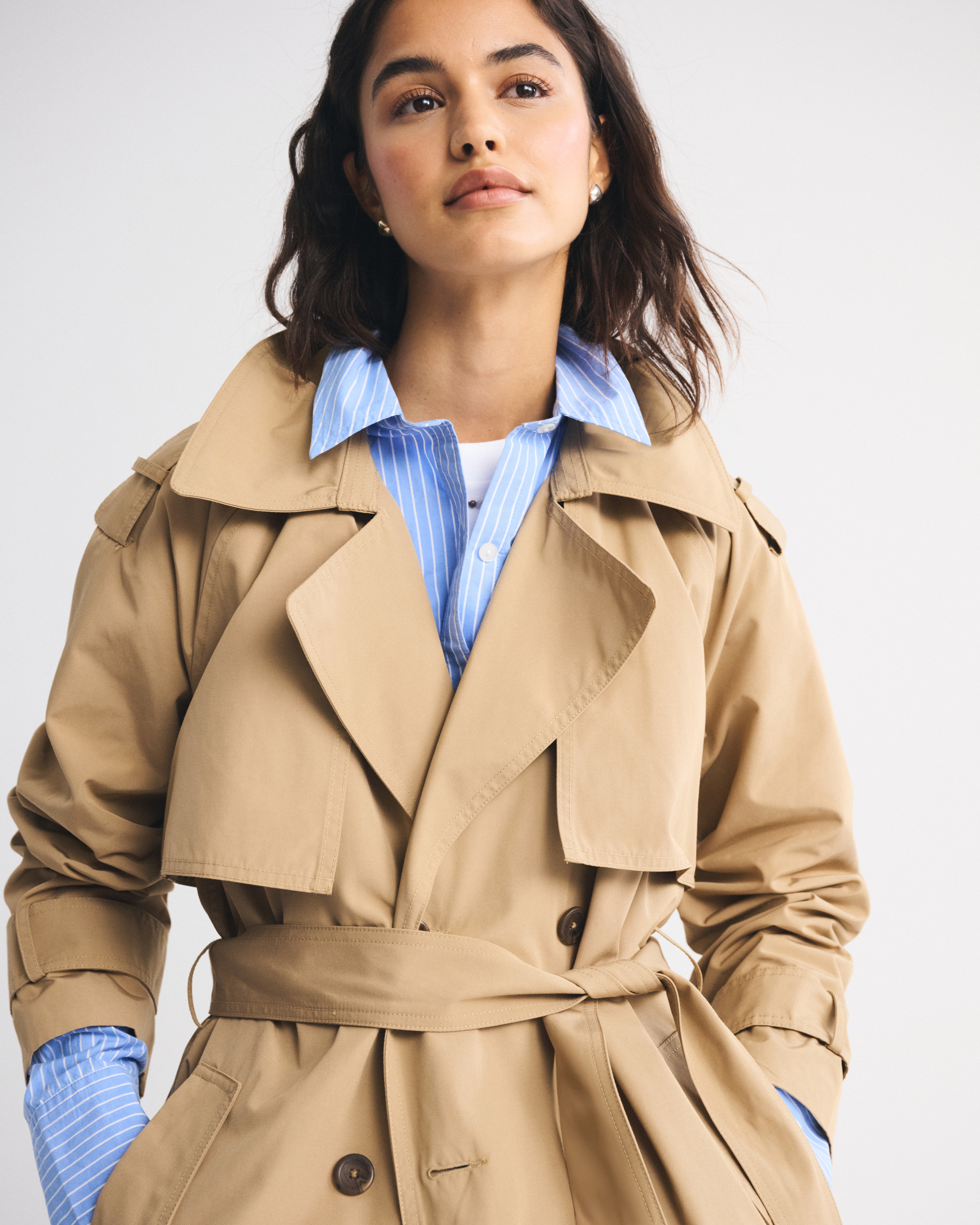 Abercrombie & Fitch Classic Trench Coat In Brown